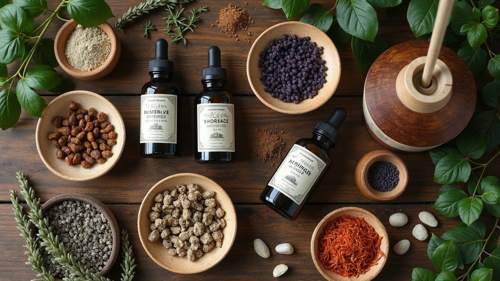 historic apothecary bottles and aroma ingredients